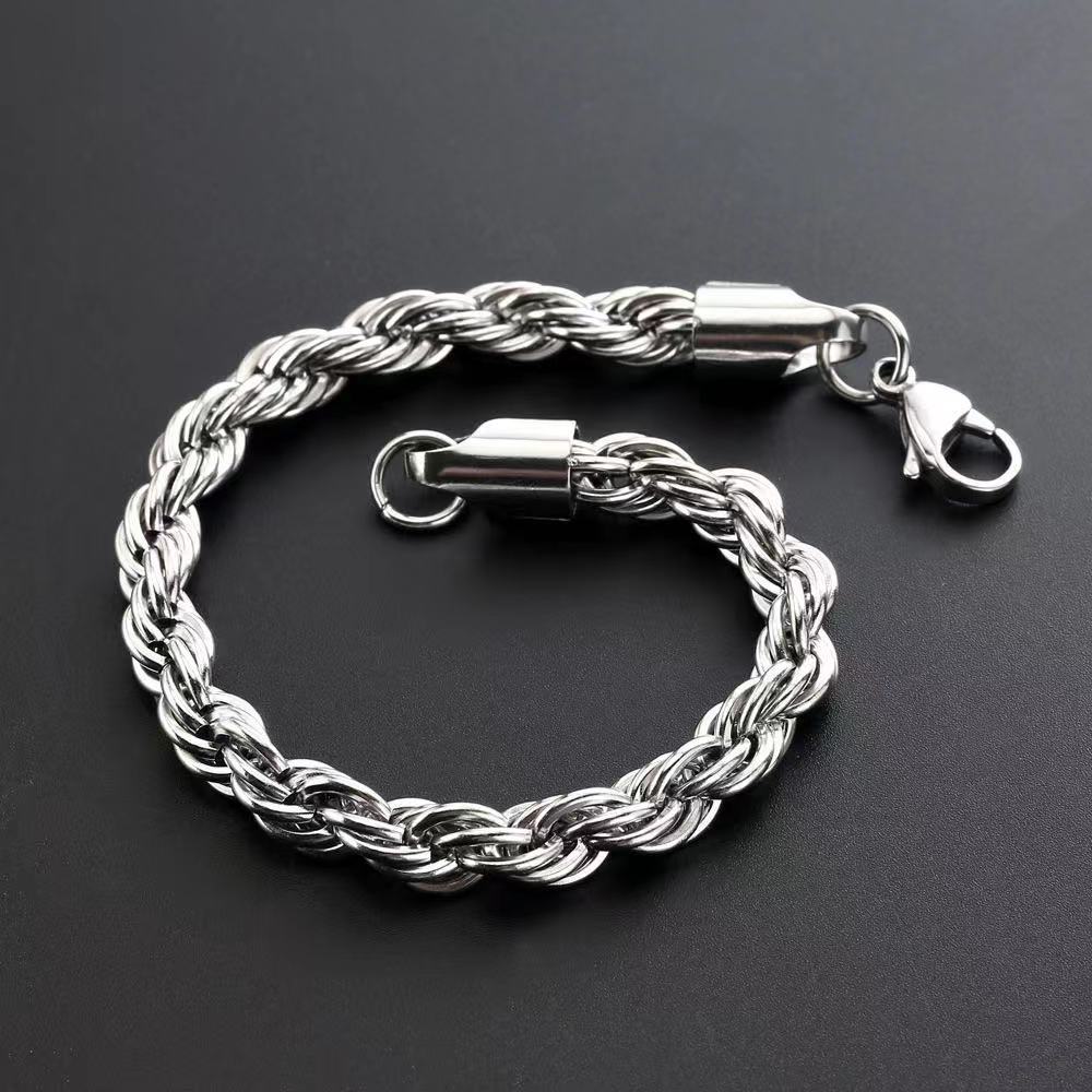 Men's Retro Titanium Steel Twist Bracelet - Plush Fashions Shop 