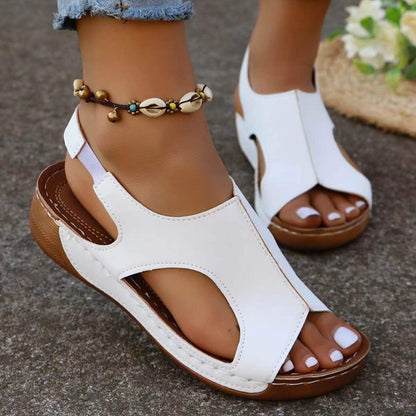 New Summer Wedges Sandals With Elastic Band Design Fish Mouth Shoes For Women - Plush Fashions Shop 