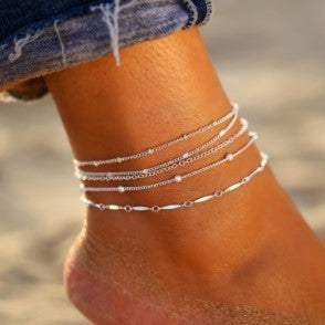 Women's Beach Love Multi-layer Anklet - Plush Fashions Shop 
