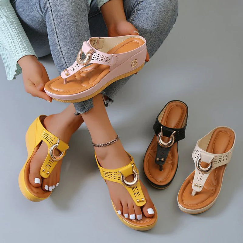 Women's Orthopedic Low-Wedge Sandals with Anti-Slip Sole