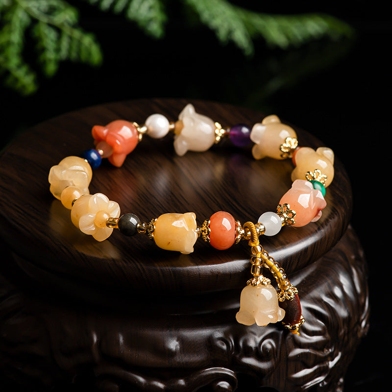 Natural Xinjiang Gold Silk Magnolia Bracelet - Plush Fashions Shop 