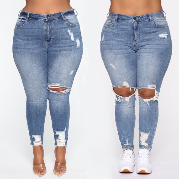 Stretch Ripped Women Plus Size Jeans Plus Size Jeans - Plush Fashions Shop 