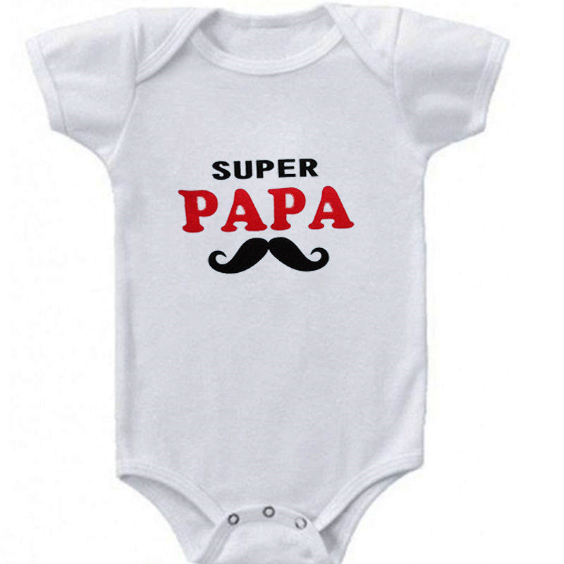 Funny Super Mama Papa Printed Baby Romper New Fashion For Boys & Girls - Plush Fashions Shop 