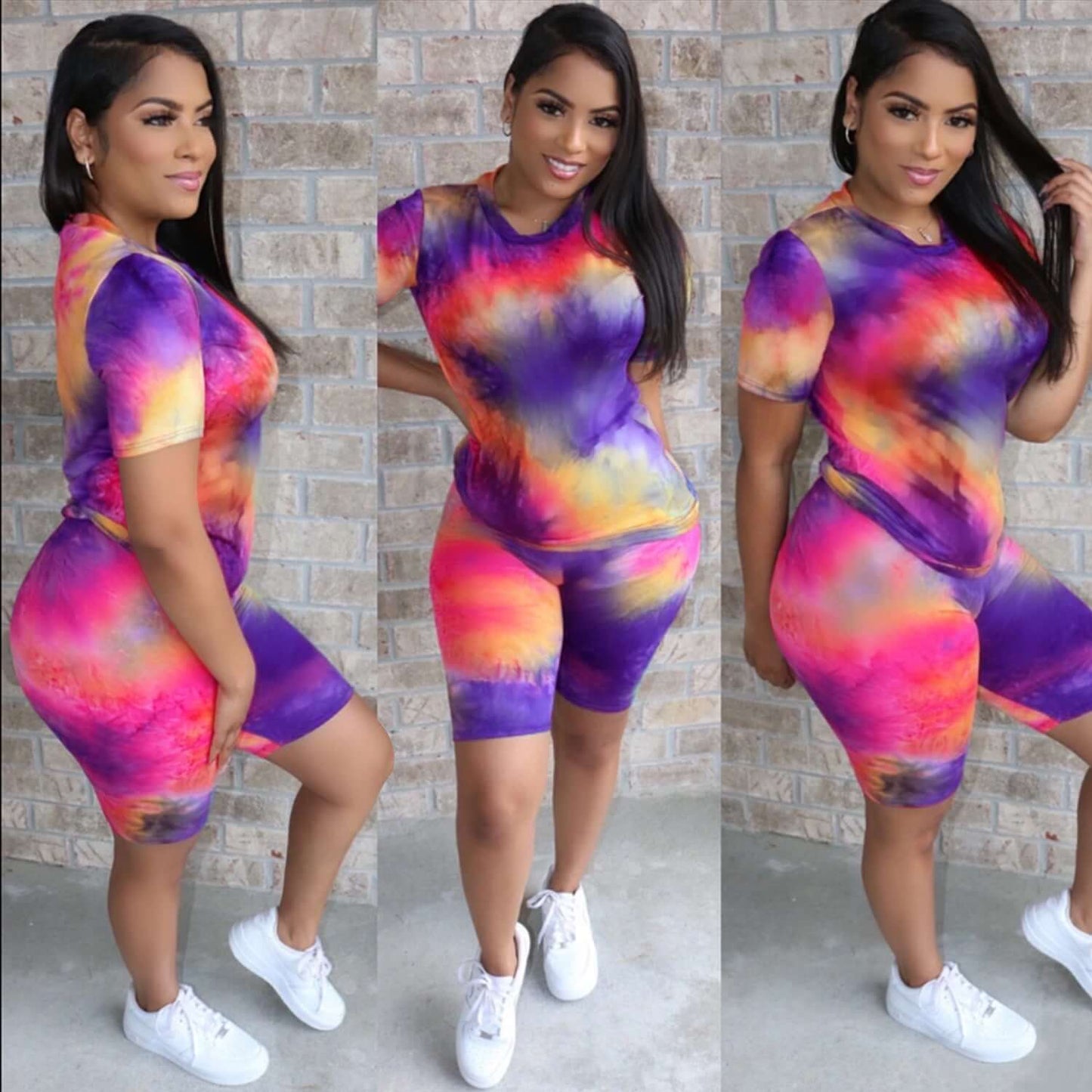 Fashion Casual Sports Suit T-Shirt At Home Tie-Dye - Plush Fashions Shop 