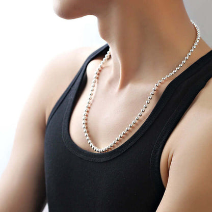 925 Sterling Silver Round Beads Women'S Short Chain Necklace Collar - Plush Fashions Shop 