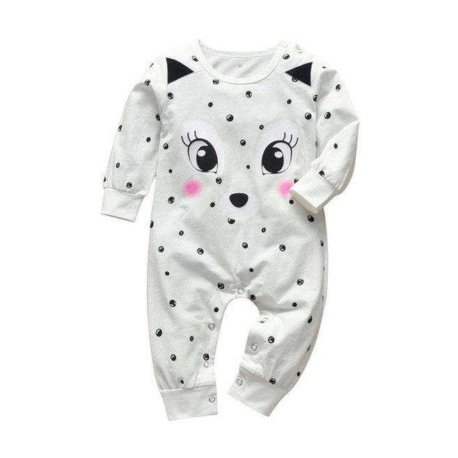 Baby Boys Girls Cotton Long Sleeve Letter Jumpsuit - Plush Fashions Shop 