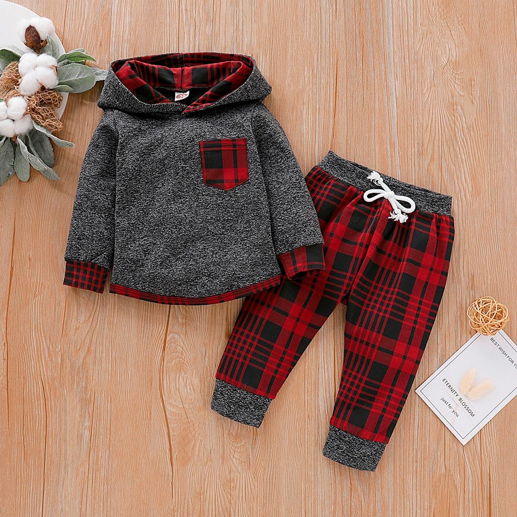 Baby Long Sleeve Plaid Sweater Set - Plush Fashions Shop 