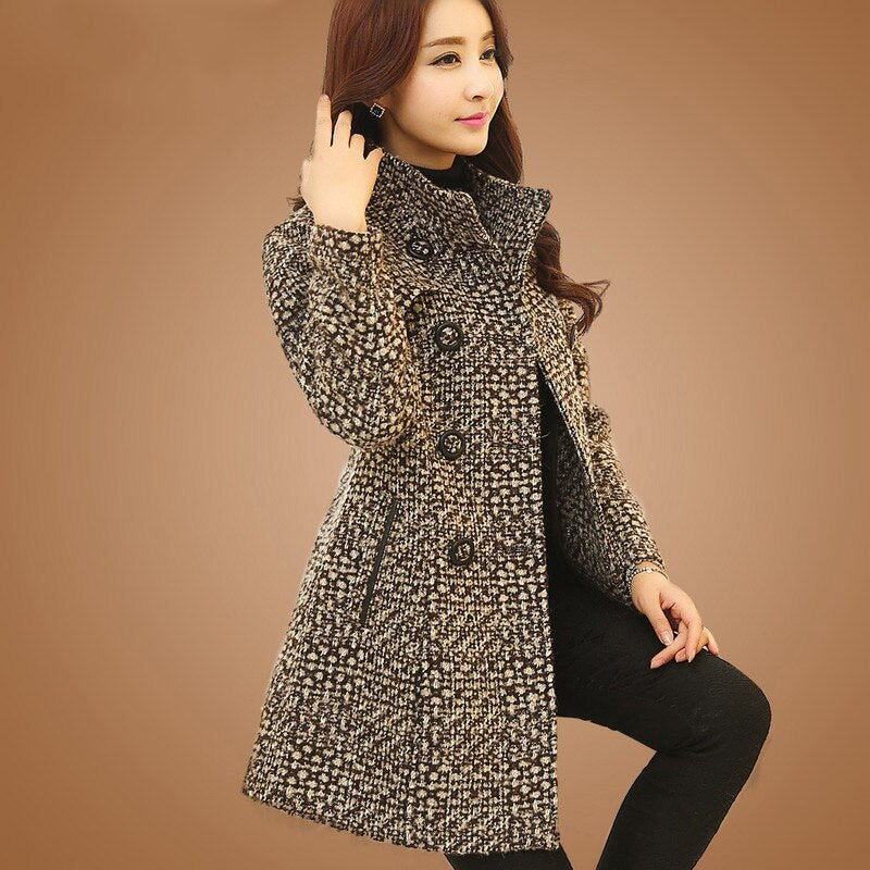 Fashion Thick Plaid woolen coat women's clothing - Plush Fashions Shop 