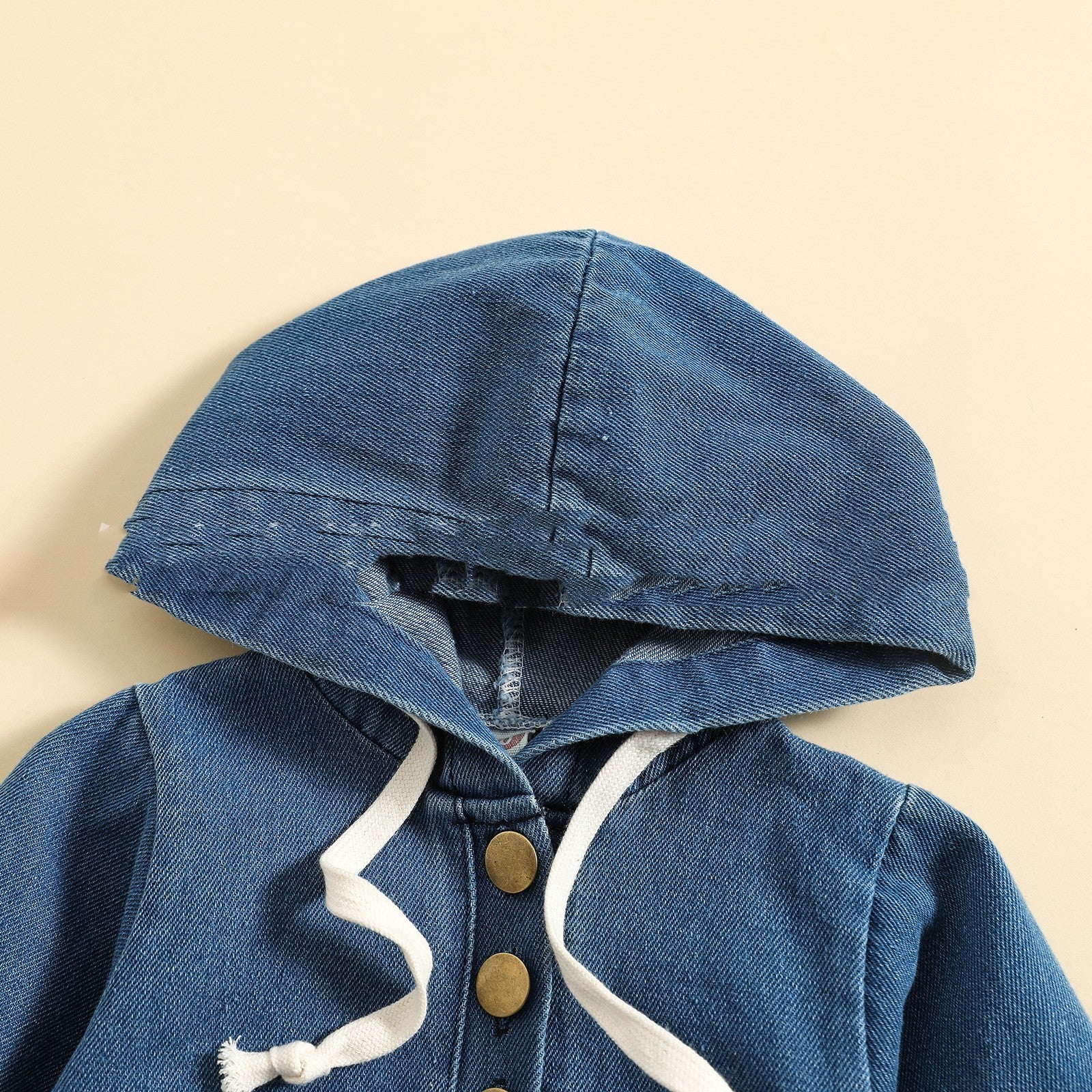 Boys' Denim Hooded Triangle Rompers Outing Jumpsuit - Plush Fashions Shop 