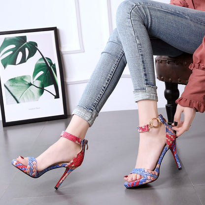 Colorblock fine heel women's shoes - Plush Fashions Shop 