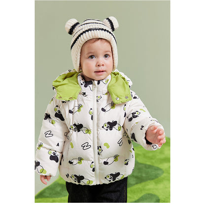 Children's Down Boys And Girls Three-proof A Tall Hat Collar Windproof Thermal Coat - Plush Fashions Shop 