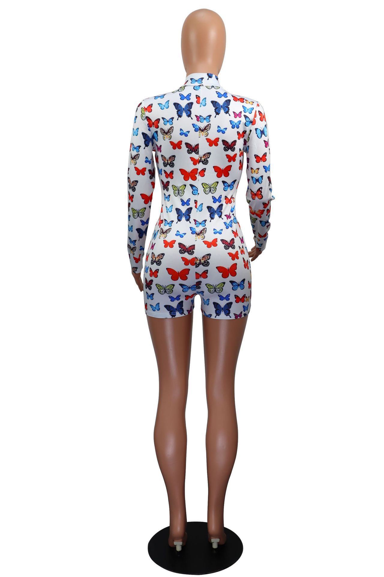 V-neck Printed Sheath Skirt Long Sleeve Jumpsuit - Plush Fashions Shop 