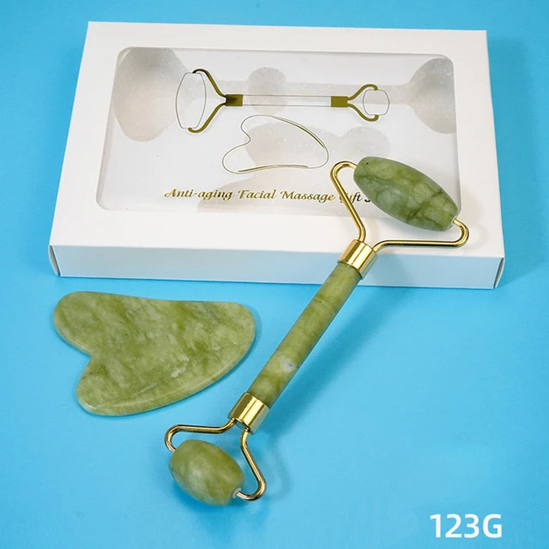 "Jade Stone Gua Sha Massager Set for Facial and Body Massage - Anti-Wrinkle Beauty Tool"