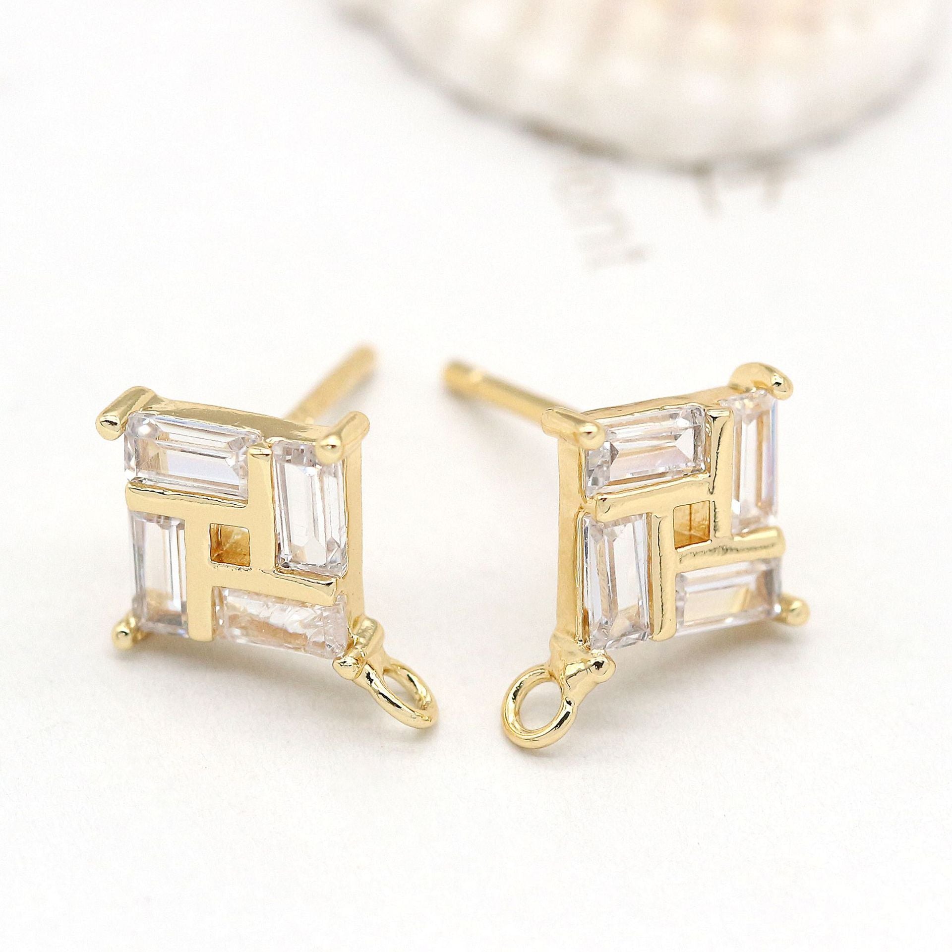 Stone Plated 14K Real Gold Earrings - Plush Fashions Shop 