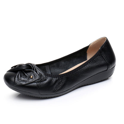 Leather Low-cut Comfortable Soft Soled Flats Shoes - Plush Fashions Shop 