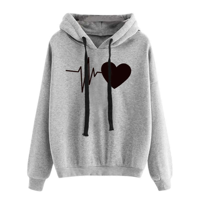 Heart Print Streetwear Hoodies Women Sweatshirt Spring Autumn Long Sleeve Hoodie Clothes - Plush Fashions Shop 