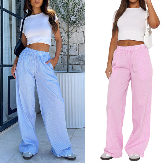 Women's Fashionable Loose High Waist Trousers - Plush Fashions Shop 