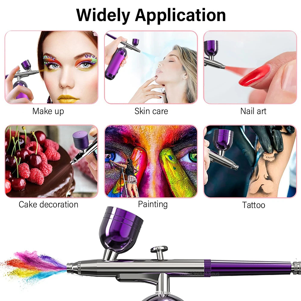 Professional Portable Airbrush Nail Kit with Compressor for Nail Art, Cake Decorating, and Crafts