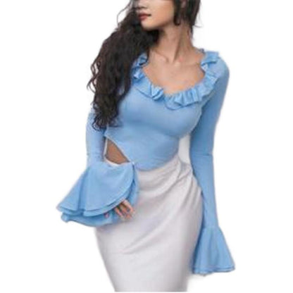 Fashion Women's Wear Ruffled Flared Sleeve Top - Plush Fashions Shop 