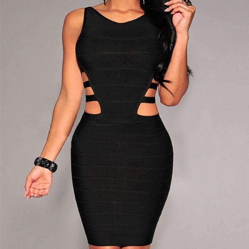 New Bandage Dresses For Women Black Sexy Sleeveless Ladies - Plush Fashions Shop 