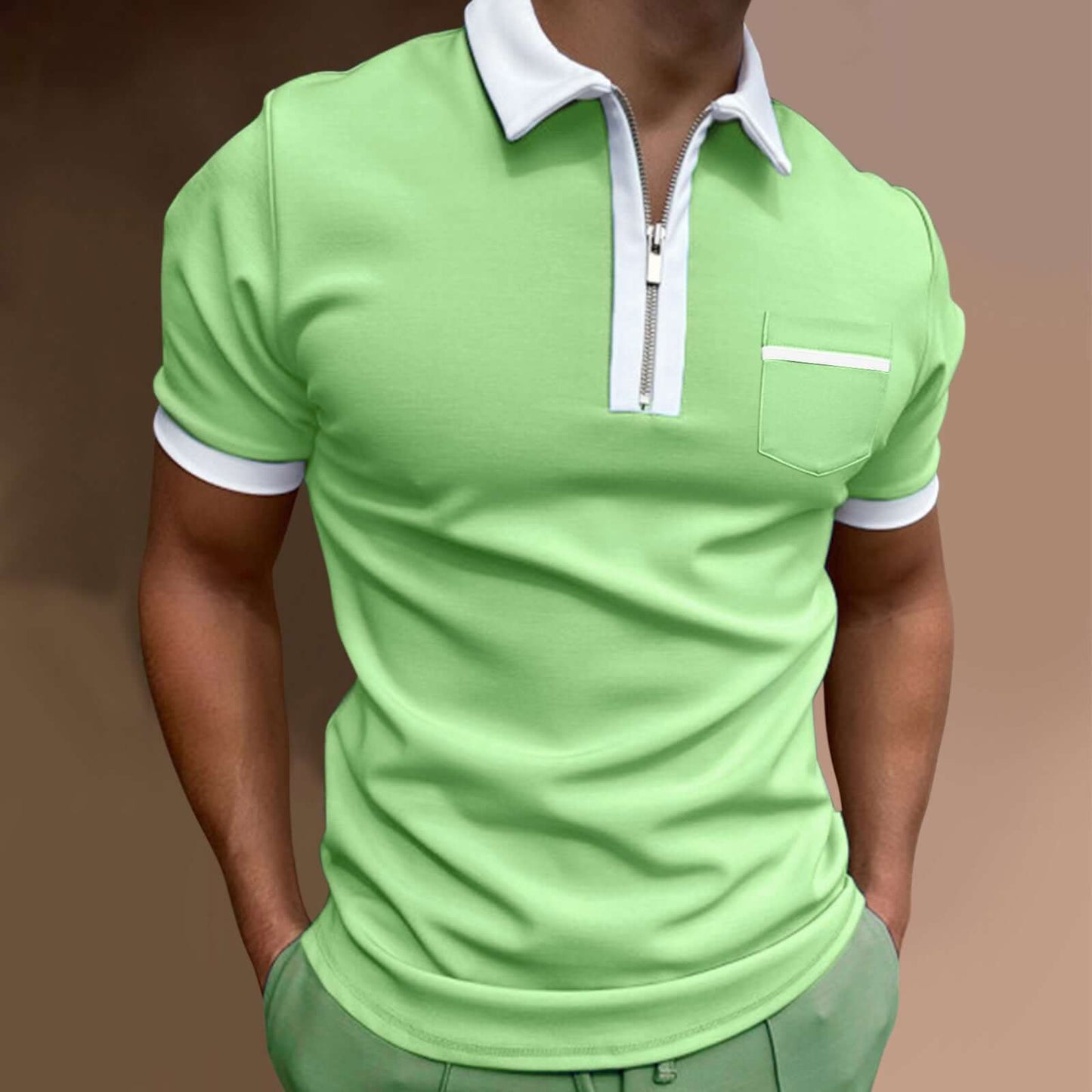 Men's Lapel Fashion Slim Pocket T-shirt - Plush Fashions Shop 