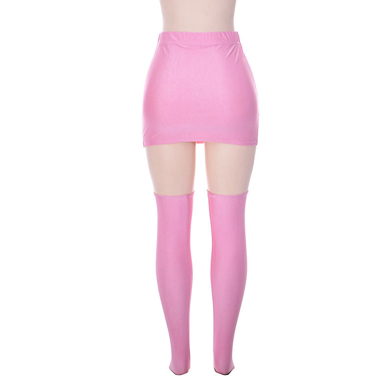 Pure Color Tight Hip Skirt Skirt Half Socks Casual Suit - Plush Fashions Shop 