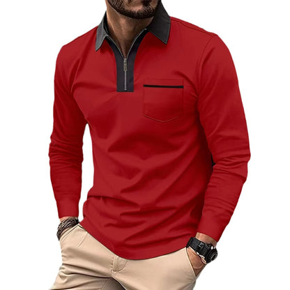 Men's Zip Up Casual Cotton Sports Shirts with Collar - 2024 Long Sleeve - Plush Fashions Shop 