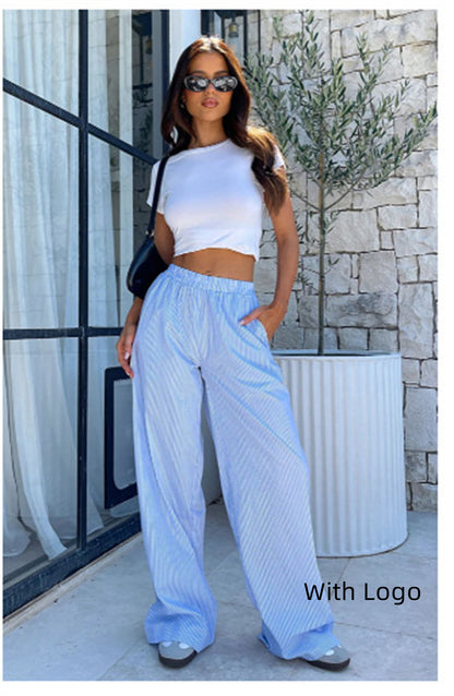 Women's Fashionable Loose High Waist Trousers - Plush Fashions Shop 