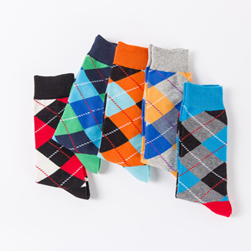 Fashion Plaid Casual Cotton Socks - Plush Fashions Shop 