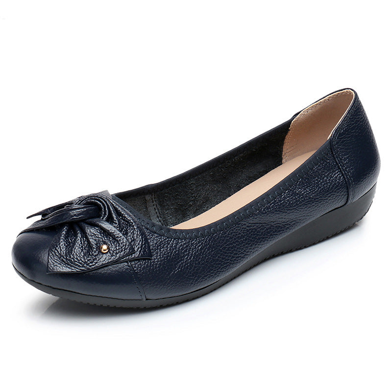 Leather Low-cut Comfortable Soft Soled Flats Shoes - Plush Fashions Shop 