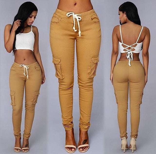 Women's multi-bag casual pants - Plush Fashions Shop 