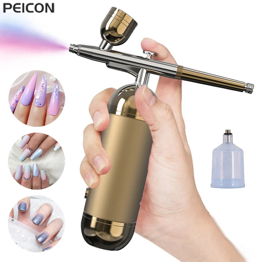 Professional Portable Airbrush Nail Kit with Compressor for Nail Art, Cake Decorating, and Crafts