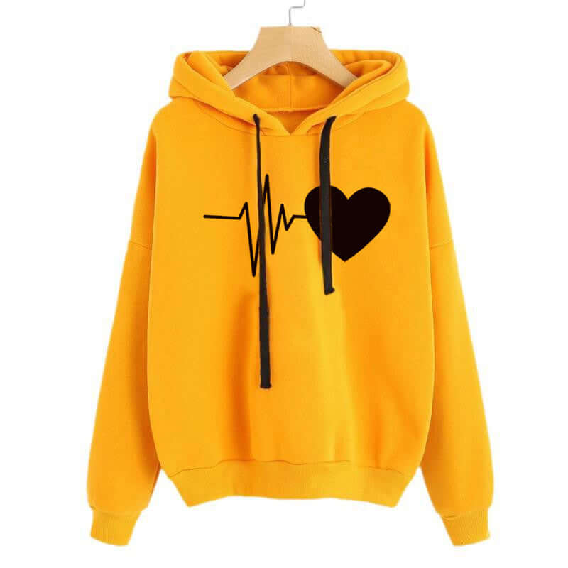 Heart Print Streetwear Hoodies Women Sweatshirt Spring Autumn Long Sleeve Hoodie Clothes - Plush Fashions Shop 