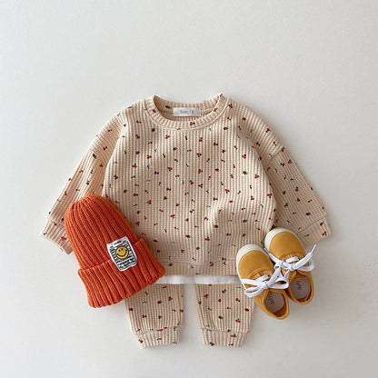 Infant & Kids Waffle Sweatshirt Casual Set - Plush Fashions Shop 