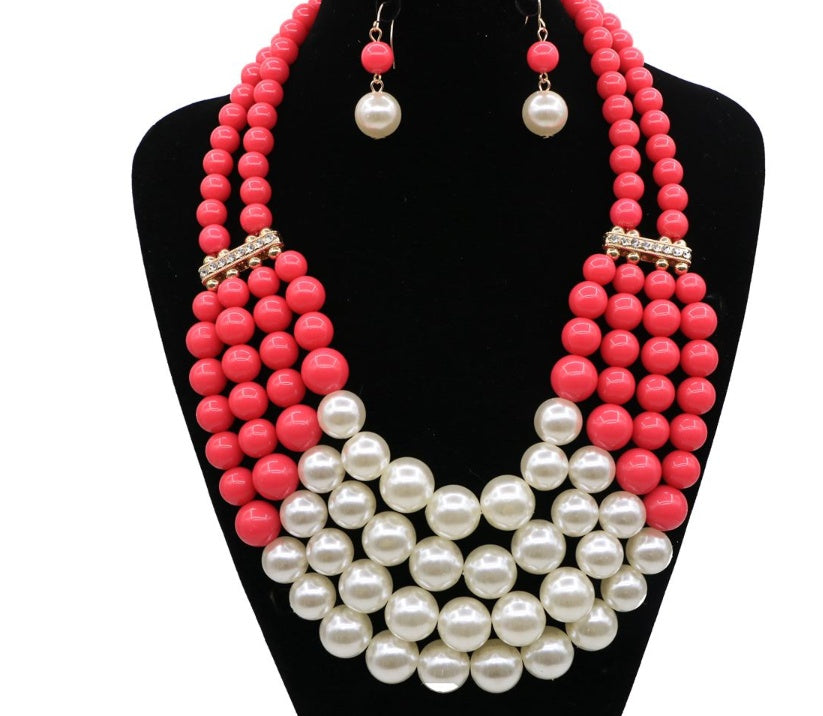 Multi Simulated Pearl Bohemian Jewelry Set - Plush Fashions Shop 