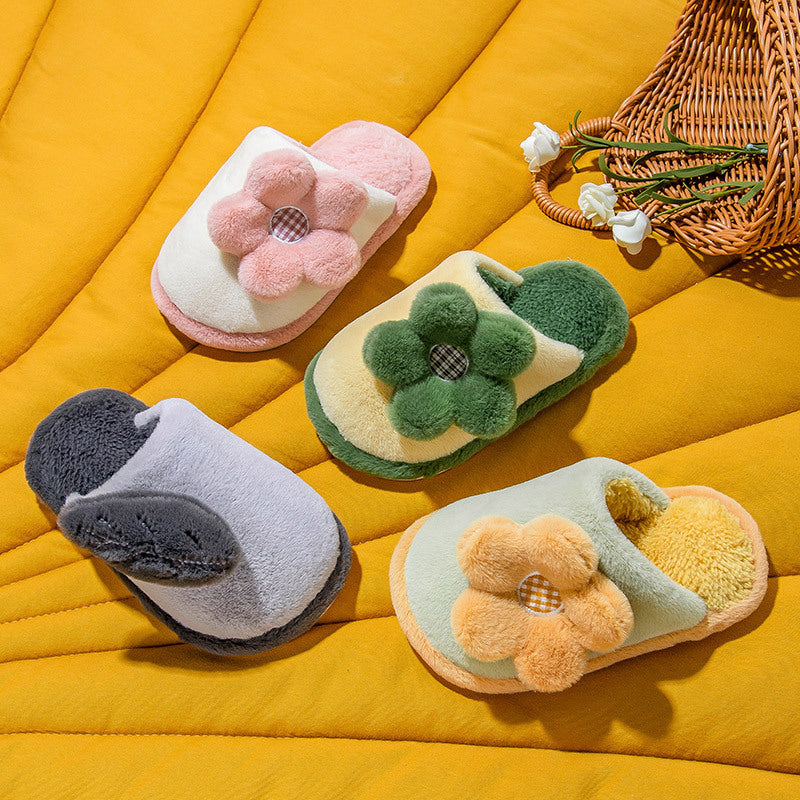 Parent-child Cute Cartoon Indoor Non-slip Soft-soled Cotton Slippers - Plush Fashions Shop 