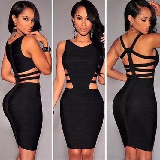 New Bandage Dresses For Women Black Sexy Sleeveless Ladies - Plush Fashions Shop 