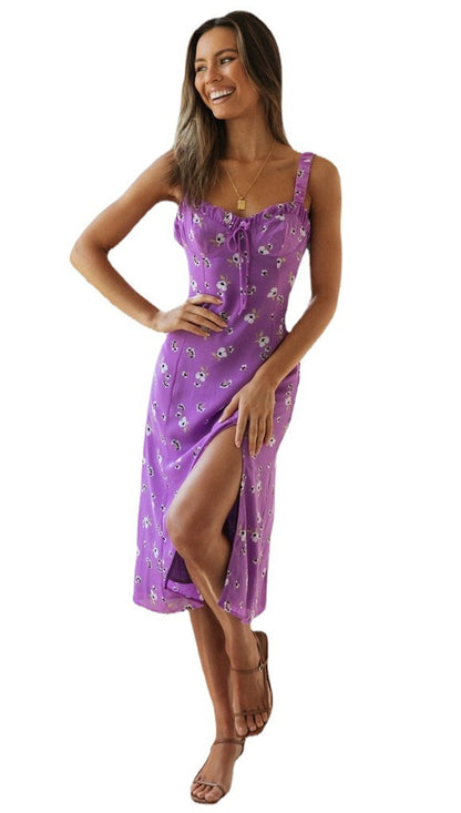 Slit Lace Maxi Casual Holiday Dress - Plush Fashions Shop 