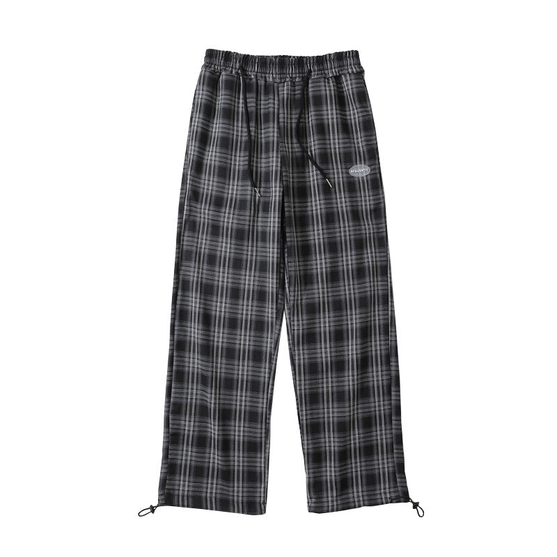 Men's Plaid Trousers Drooping Straight Casual - Plush Fashions Shop 
