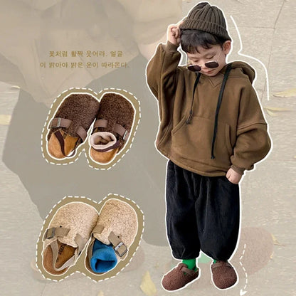 Children's Fleece Baby Boys Girls Pre walker Footwear Winter Warm Soft Sole Shoes