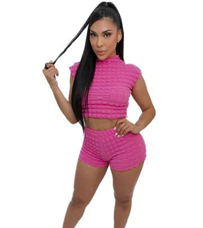 Spring And Summer New Bubble Solid Color Suit - Plush Fashions Shop 