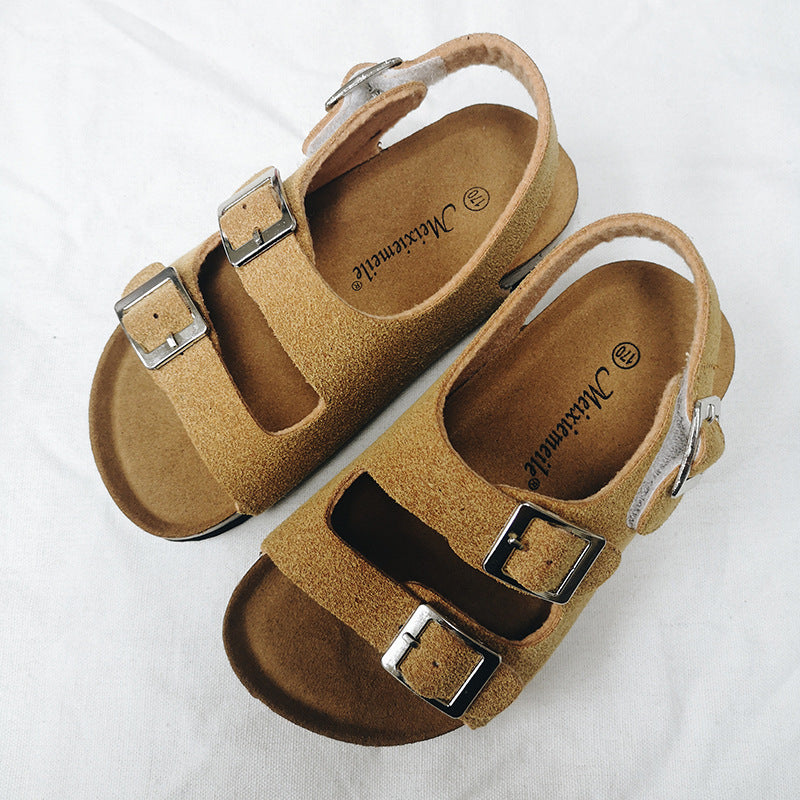 Summer Children's Shoes Boys Cross-border Baby Girls Velcro Non-slip Cork-soled Sandals - Plush Fashions Shop 