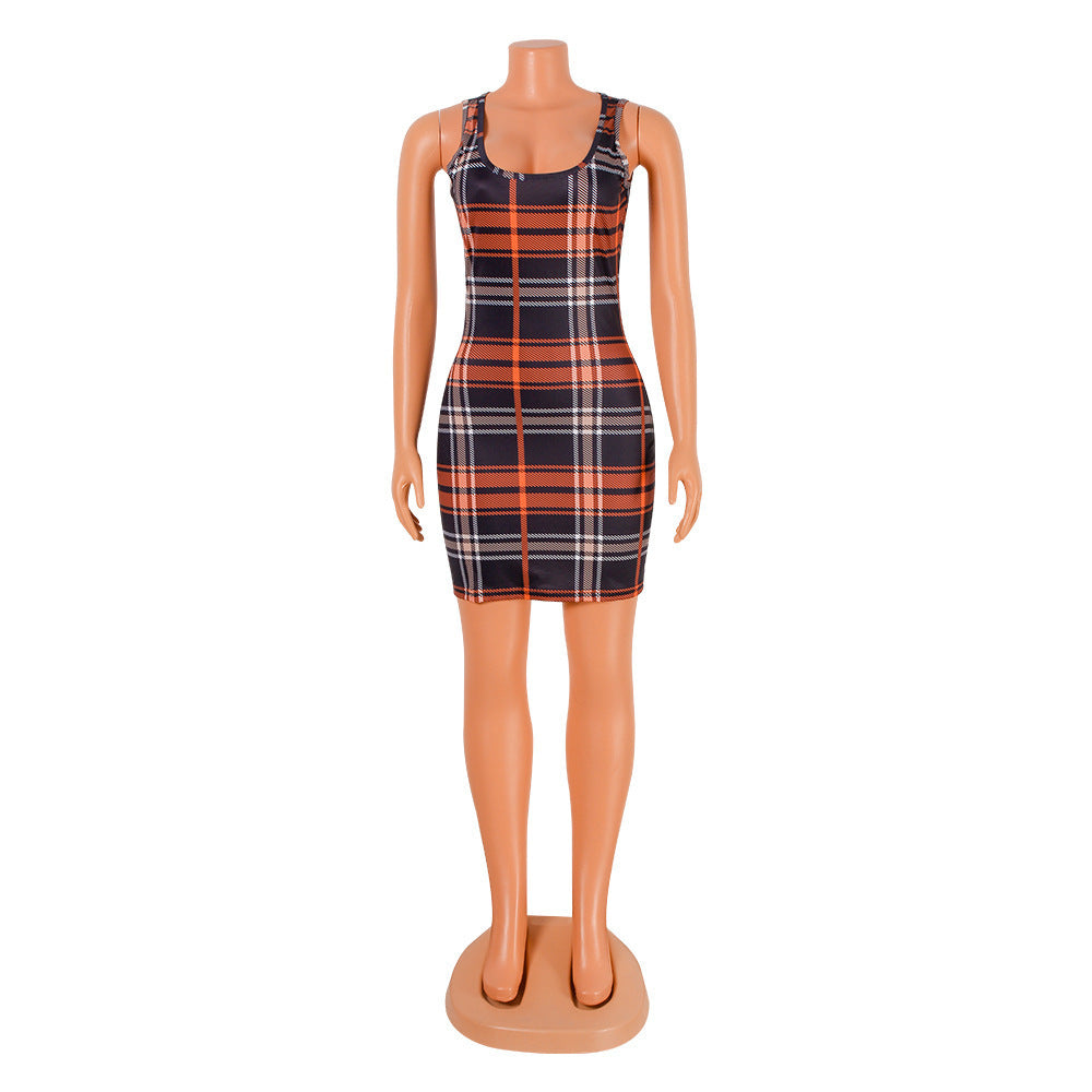 Sleeveless Vest Plaid Dress Women - Plush Fashions Shop 