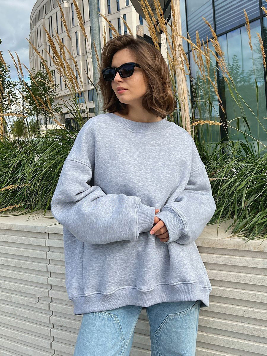 Solid Color Loose Sweater European And American - Plush Fashions Shop 