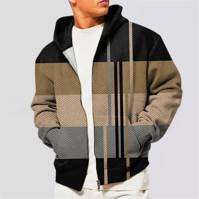 3d Printing Cardigan Zipper Men's Hooded Sweater - Plush Fashions Shop 