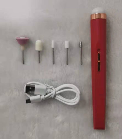 5in1 Manicure Electric Nail Drill Cordless USB Rechargeable with LED Cutters For Manicure Pedicure - Plush Fashions Shop 