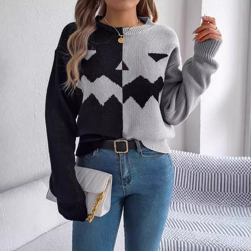 Halloween Contrast-Color Pullover Sweaters For Women