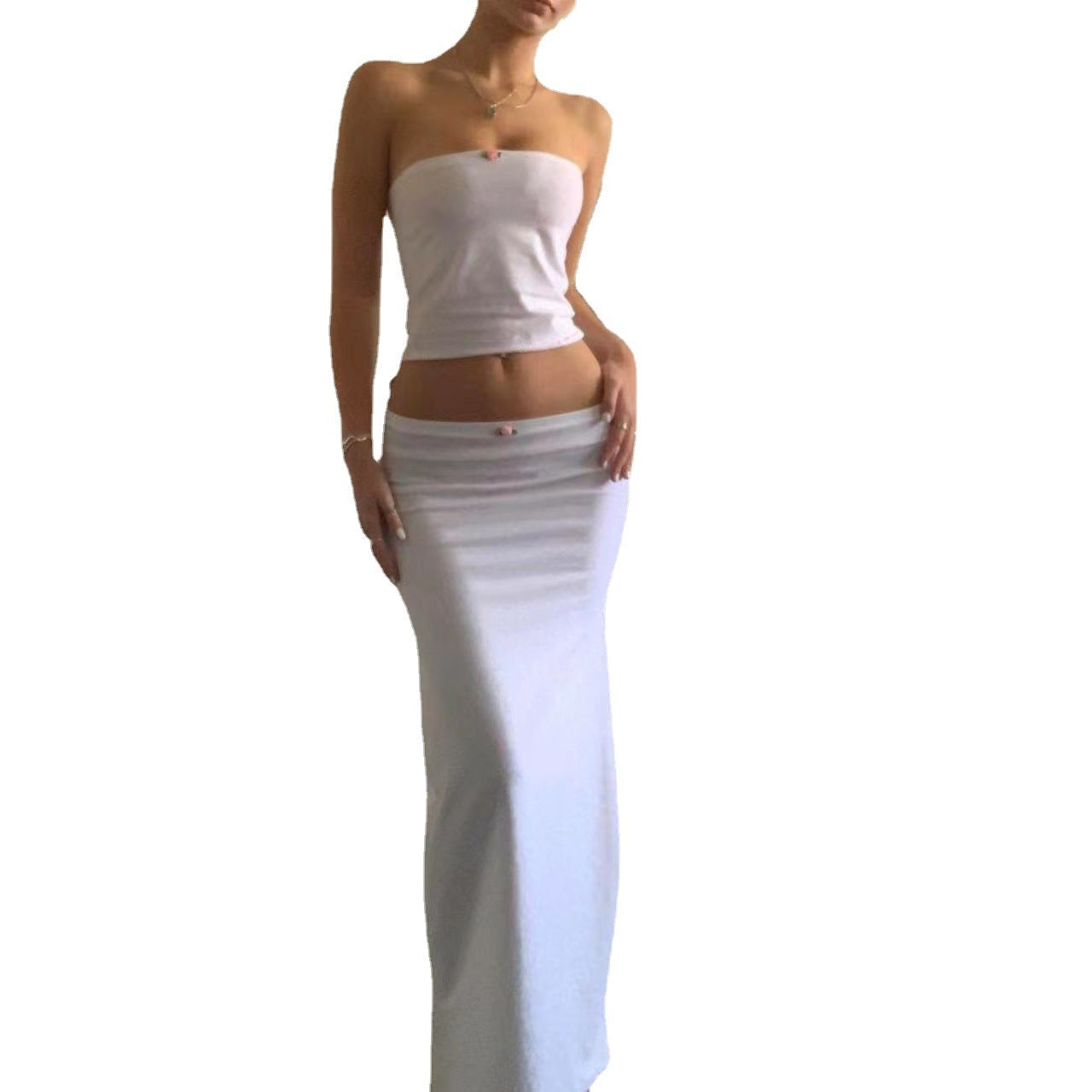 Sexy Band Elastic Tube Top T-shirt Long Dress Suit For Women - Plush Fashions Shop 