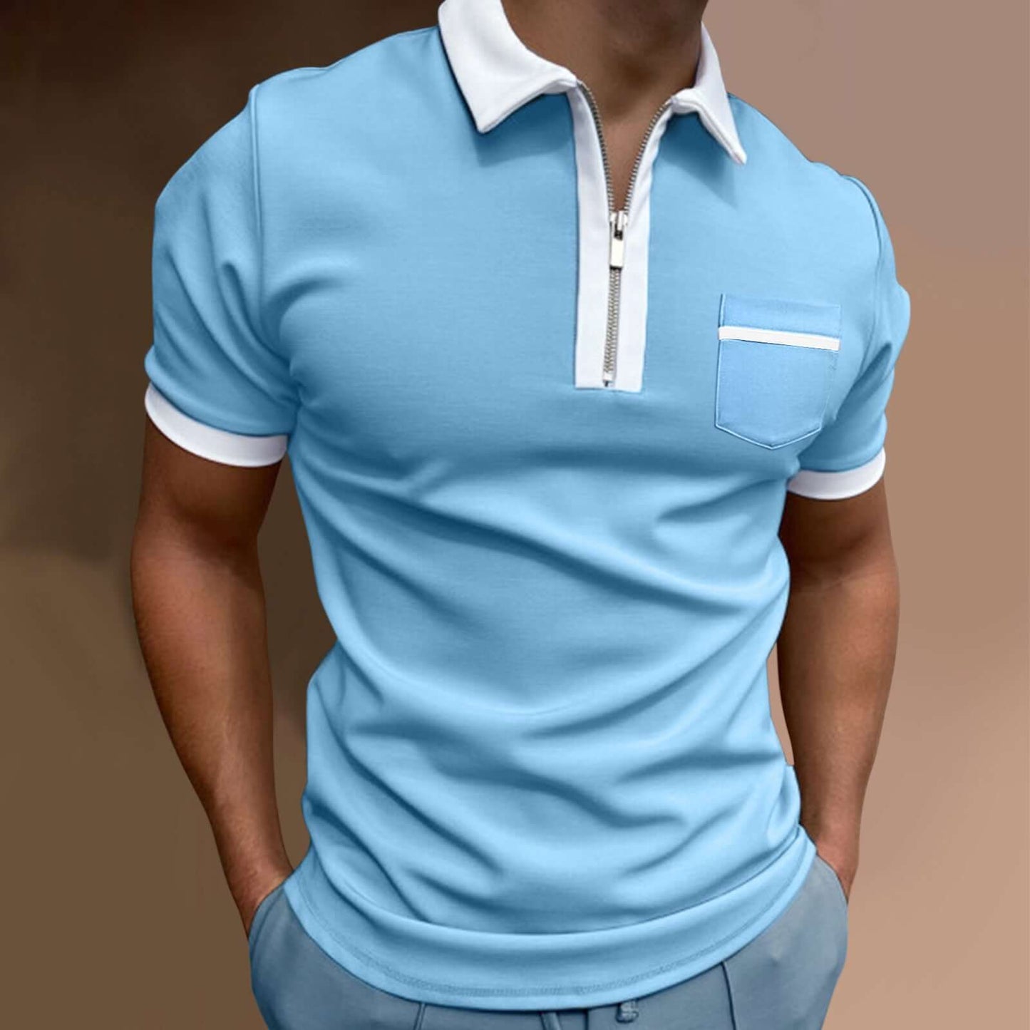 Men's Lapel Fashion Slim Pocket T-shirt - Plush Fashions Shop 