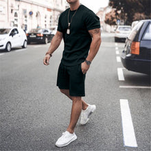  Casual Youth Thin Round Neck Short Sleeve T-shirt Casual Sports Suit - Plush Fashions Shop 